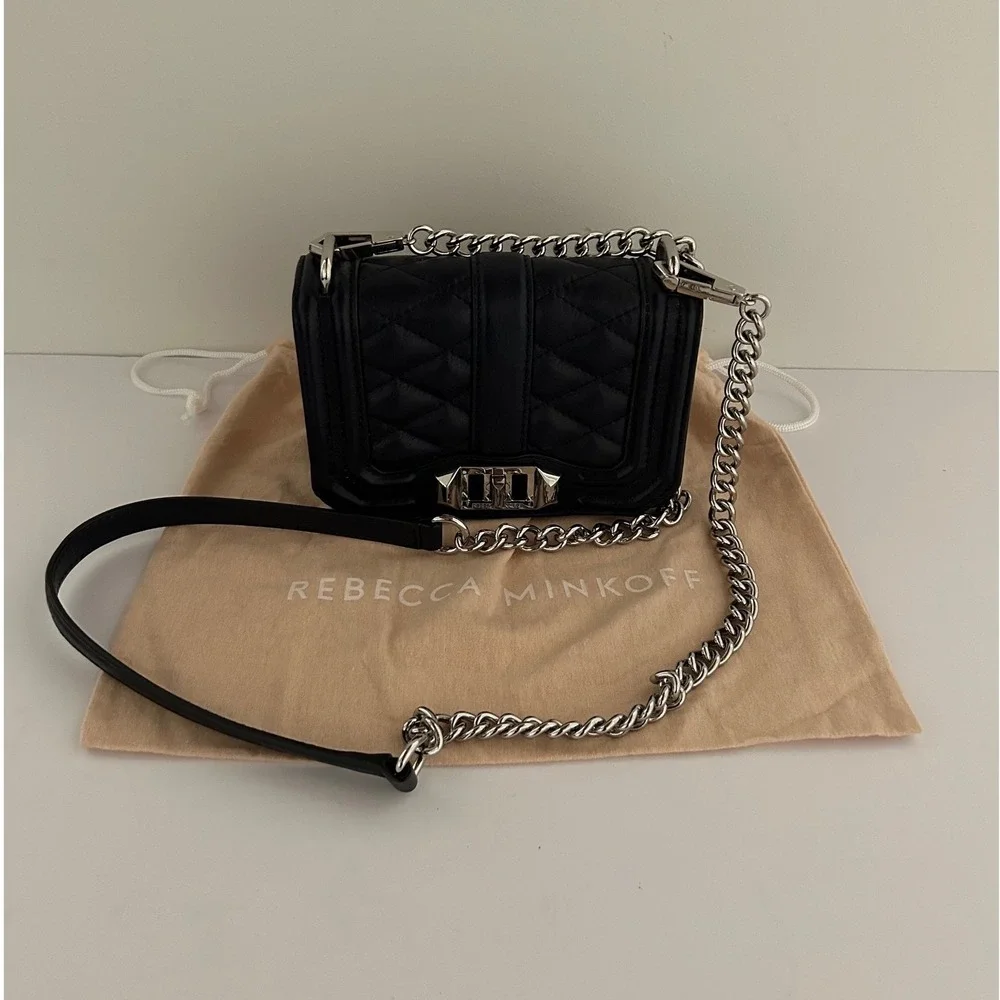 Rebecca Minkoff Mini Love‎ Quilted Leather Crossbody Bag Navy Blue
